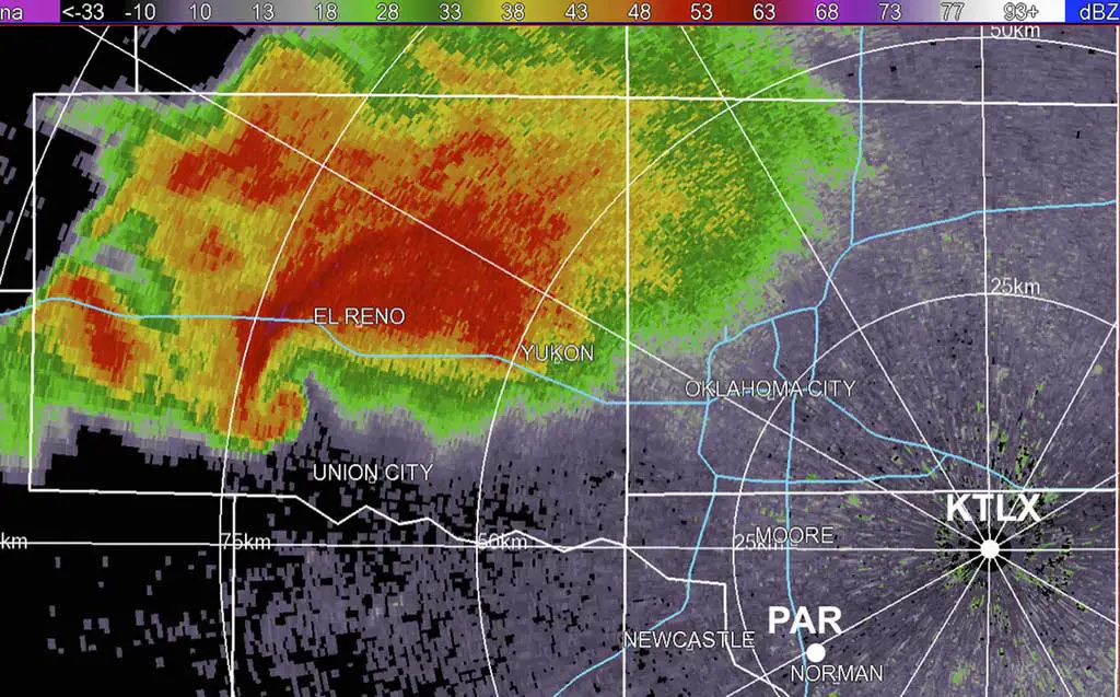 radarbild av tornado i el reno