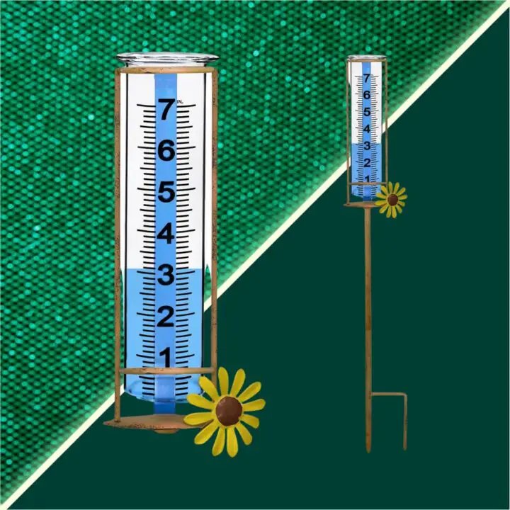 Decoratieve tuin regenmeter op groene achtergrond