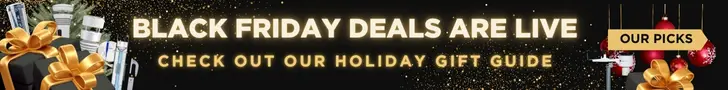 Black Friday deals and holiday gift guide banner.