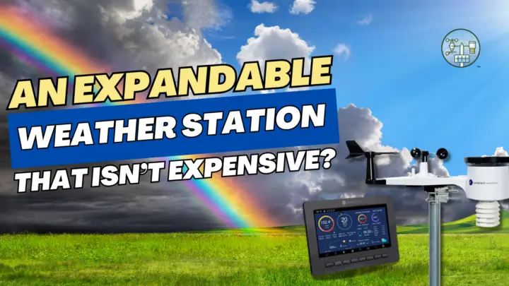 Affordable expandable weather station with rainbow background